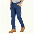 thumbnail image 2 of Men's Cargo Pants Straight Twill Stretch Regular Fit Work Pants with 6 pockets Outdoor Work Office Hiking Workout Trouser (3XL, Navy), 2 of 6