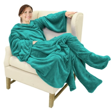 Catalonia Wearable TV Blanket with Sleeves Arms & Feet pockets for Adult Micro Plush Fleece Large Wrap Throw Robe 75 x 53