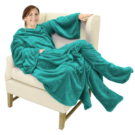 Catalonia Wearable TV Blanket with Sleeves Arms & Feet pockets for Adult Micro Plush Fleece Large Wrap Throw Robe 73" x 53"