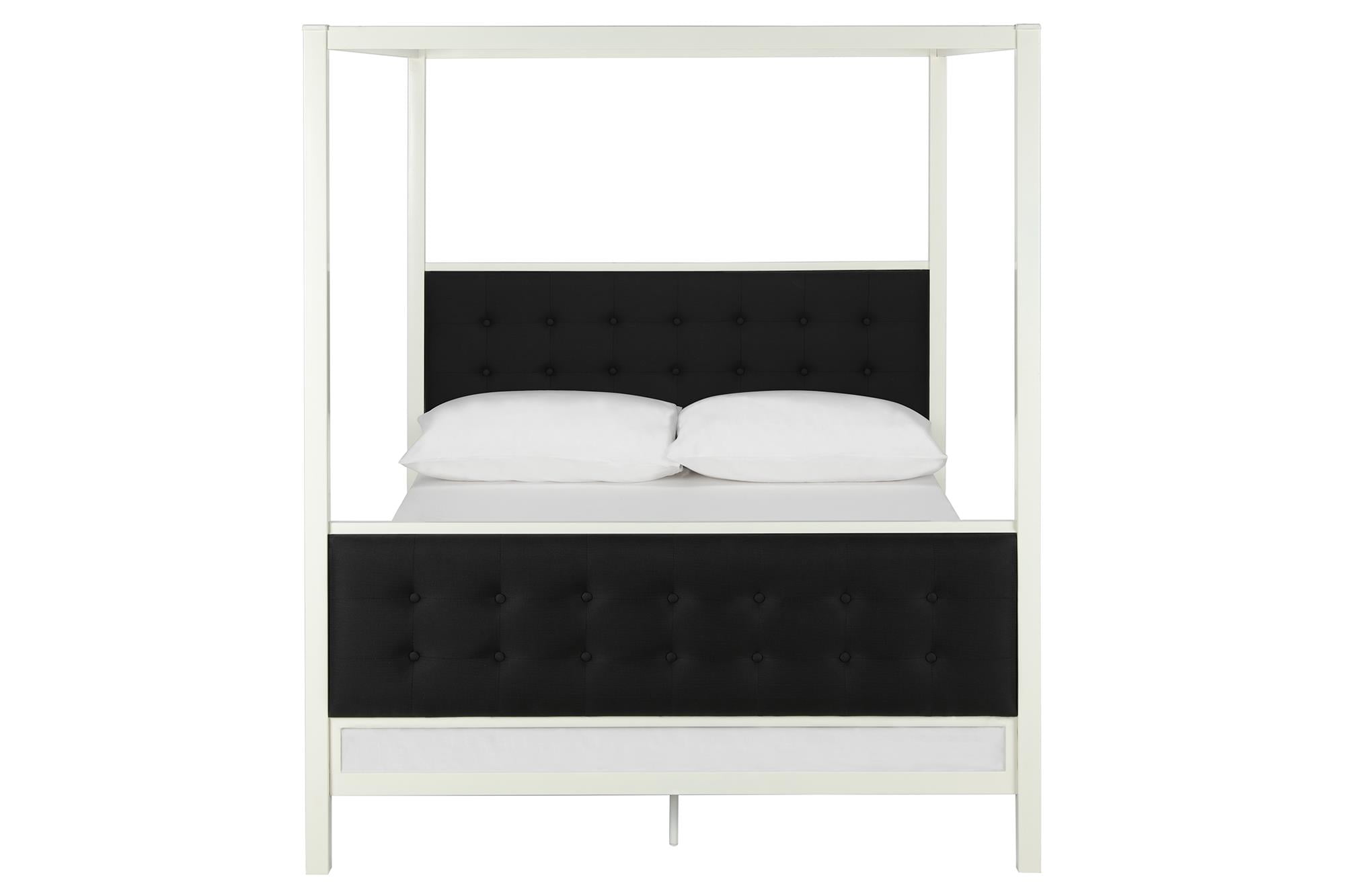 Dhp Soho Modern Canopy Bed White Metal With Black Linen Queen Dhp Soho Modern Canopy Bed White Metal With Black Linen Queen Com