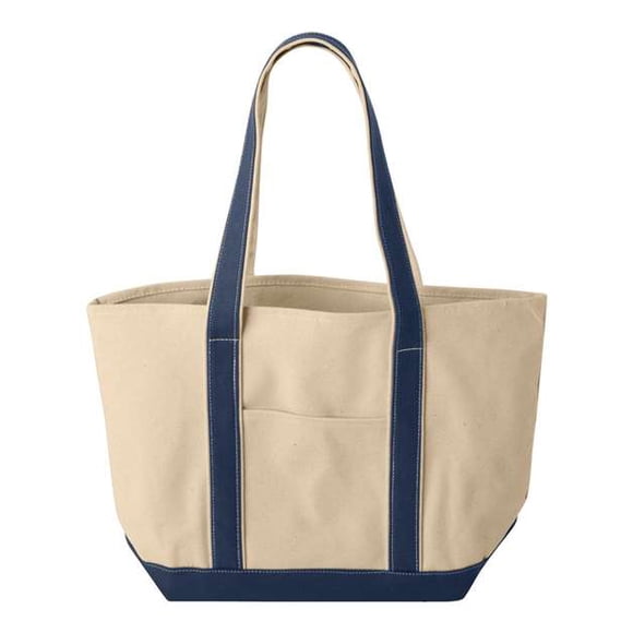 Bolso grande de lona de algodón Liberty Bags Windward OS NATURAL/ NAVY