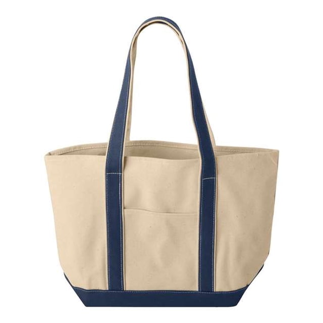 Bolso grande de lona de algodón Liberty Bags Windward OS NATURAL/ NAVY