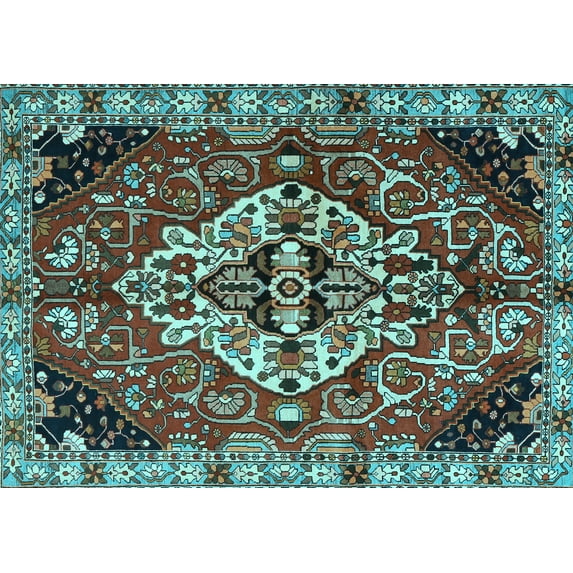 Ahgly Company Indoor Rectangle Persian Light Blue Traditional Area Rugs, 2' x 5'