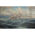 thumbnail image 2 of John Holst 14x11 Black Ornate Wood Framed Double Matted Museum Art Print Titled: Seascape with a Ship (20th Century), 2 of 5