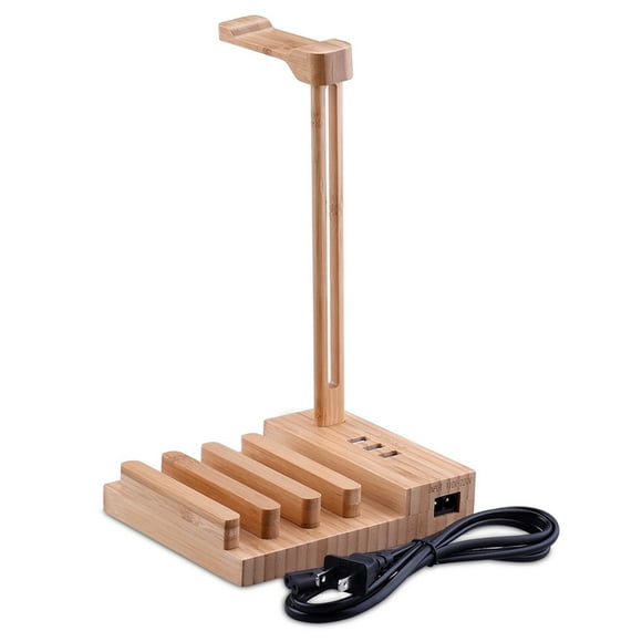 Labymos Wooden Headphone Stand Universal Charging Earphone Hanger Holder