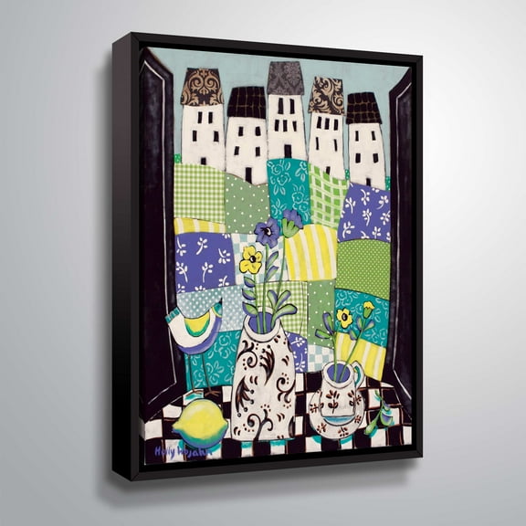 ArtWall Patchwork Landscape En Blue, Gallery Wrapped Floater-framed Canvas by Holly Wojahn