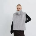 thumbnail image 3 of Chaleco de Piel Sintética para Mujer, Sin Mangas, Chaqueta de Invierno de Forro , Chaleco de Cuello Alto Gris L, 3 of 5
