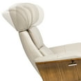 thumbnail image 4 of Jennifer Taylor Home Jovan 31.5" Mid-Century Modern Genuine Leather Recliner Lounge Chair & Ottoman Set, Pastel Beige Leather, 4 of 7