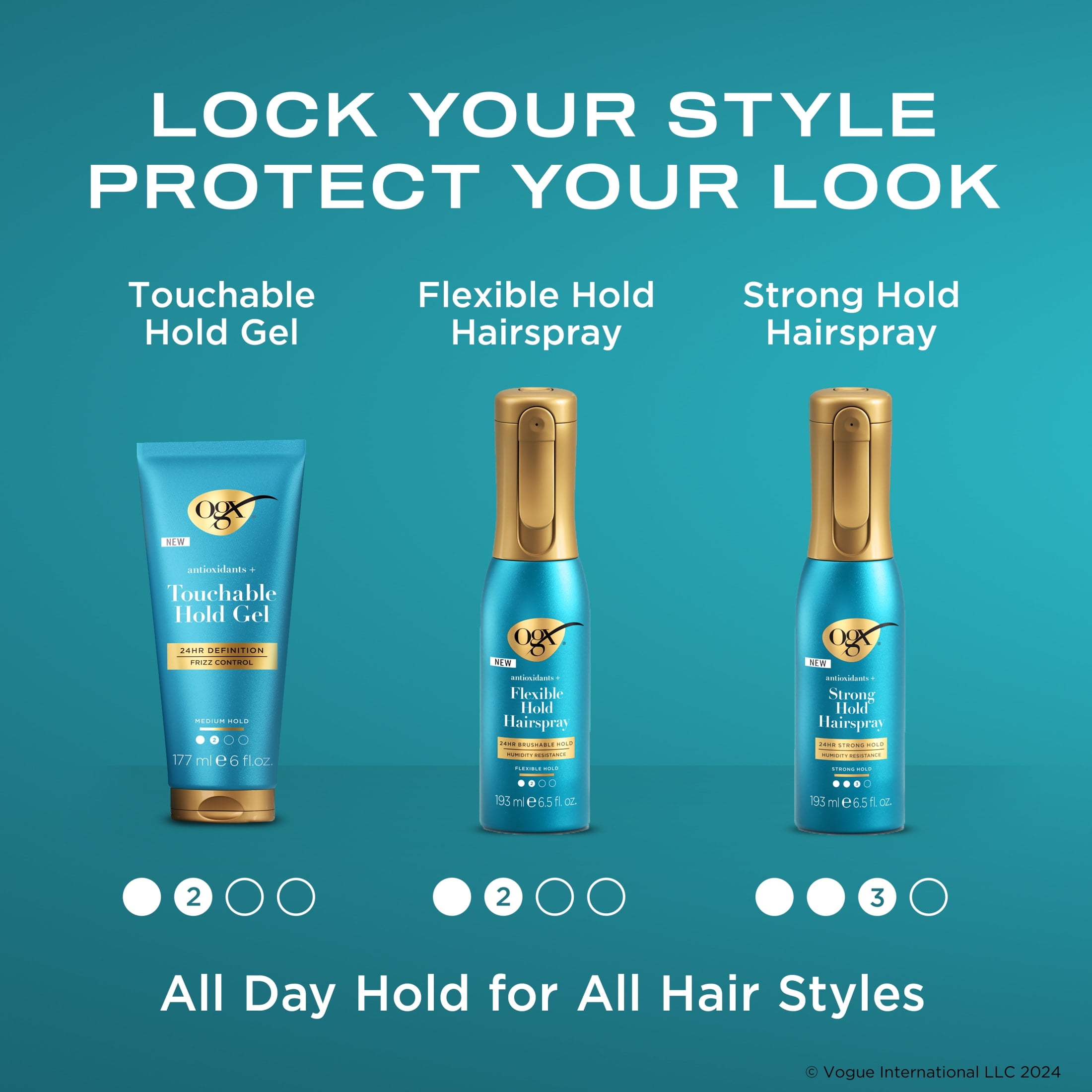 OGX Antioxidants + Flexible Hold Hairspray, Anti Humidity Styling Spray, 6.5 fl. oz