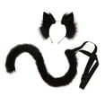 thumbnail image 2 of Paquete de 2 diademas con de gato de imitación, conjunto de cola de felpa, disfraz de Carnaval y Halloween para mujer, do de Negro Baoblaze Traje de juego de cosplay, 2 of 7