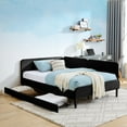 thumbnail image 2 of Full Size Upholstered Platform Bed Frame with 2 Storage Drawers, Adjustable Velvet Sofa Bed, Black, 2 of 9