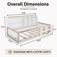 thumbnail image 7 of Miniyam Twin Size Floor Bed, Kids Wood Bed Frame with Guardrails, Side Bookshelf, Nude and White, 7 of 7