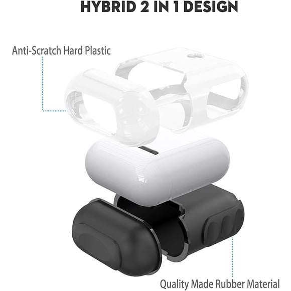 Airpods Case Cover, ORETech Heavy Duty Hybrid 2 in 1 Shockproof Full Protective Case Hard PC+Soft Silicone Skin Cover