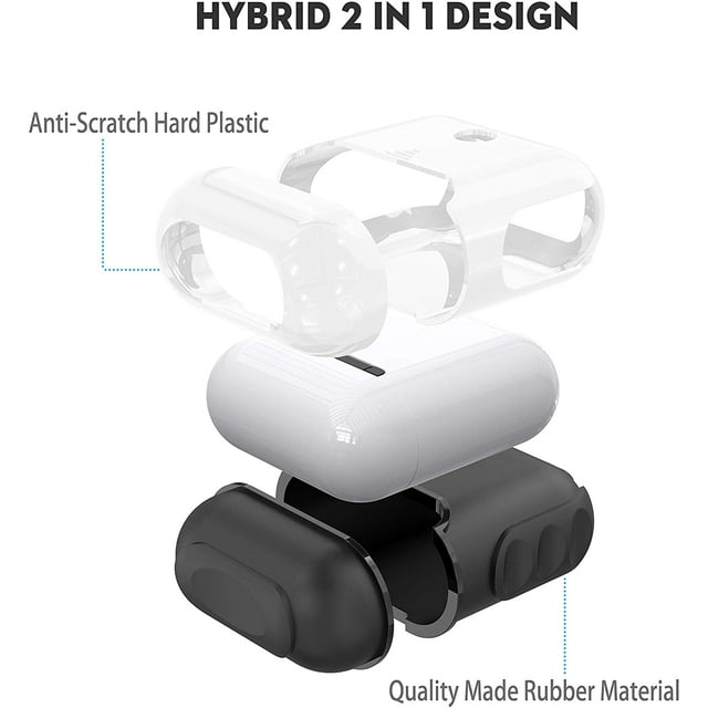 Housse de Protection Airpods, ORETech Hybride Robuste 2 en 1 Coque de Protection Complète Antichoc + Housse de Protection en Silicone Souple