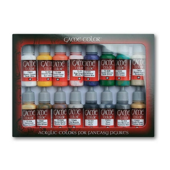 Vallejo Paints: Game Color Set - Introduction - 16 Paint Colors - 18ml (.60oz) Bottles, Starter Set for Fantasy & Wargame Figures, Miniatures & Hobby