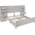 thumbnail image 6 of Merluxy Queen Bed Frame Farmhouse with 98" W Headboard,Bookshelves & Charging Station,Rustic White, 6 of 9