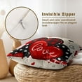 thumbnail image 4 of Valentines Day Pillow Covers 18x18 Inch Set of 2, Red Black Plaid Dots Hearts and Love Design Square Pillowcases for Sofa Couch Bed Chair Indoor Outdoor Home Decor, 4 of 4