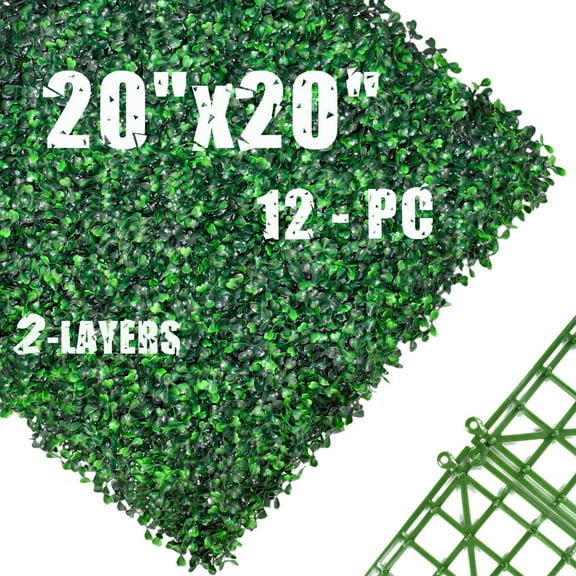 Hedge Maze 12 Pcs 20" x 20" Grass Backdrop Wall Artificial Green Grass Wall Greenery Wall Panels Boxwood Panels For Indoor Outdoor Decor