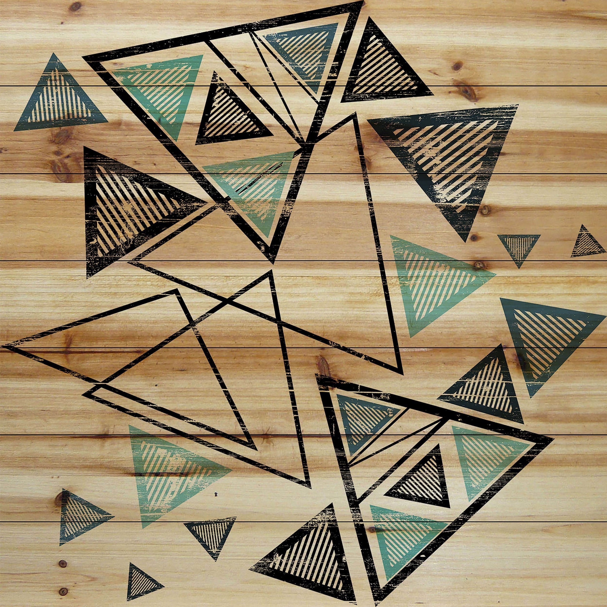 Marmont Hill - "Triangles in Motion" Painting Print on Natural Pine Wood