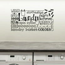 Laundry Room Collage Subway Art Vinyl Lettering Wall Decal Sticker Laundry Room Decals Quotes - Size: 12.5"H x 24"L - Color:  Black