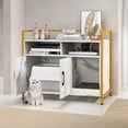 thumbnail image 2 of Pefilos 35" Hidden Cat House Washroom with 2-Doors and Scratch Cardboard, Wooden Cat Litter Box Enclosure Furniture, White, 2 of 8