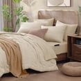 thumbnail image 3 of Twin XL Comforter Set, 5 Pieces Beige Seersucker Bed in a Bag Twin XL Soft All Seasons, Twin Size Bedding Set with Comforter, Flat Sheet, Fitted Sheet, 1 Pillow Sham, 1 Pillowcase, 3 of 14