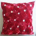 thumbnail image 4 of Pillow Covers, Red Pillow Covers 18x18 inch (45x45 cm), Ribbon Red Rose Flower Floral Theme Pillows Cover, Cushion Covers 18x18 Red, Square Silk Pillow Covers, Floral - Bed Of Roses, 4 of 4
