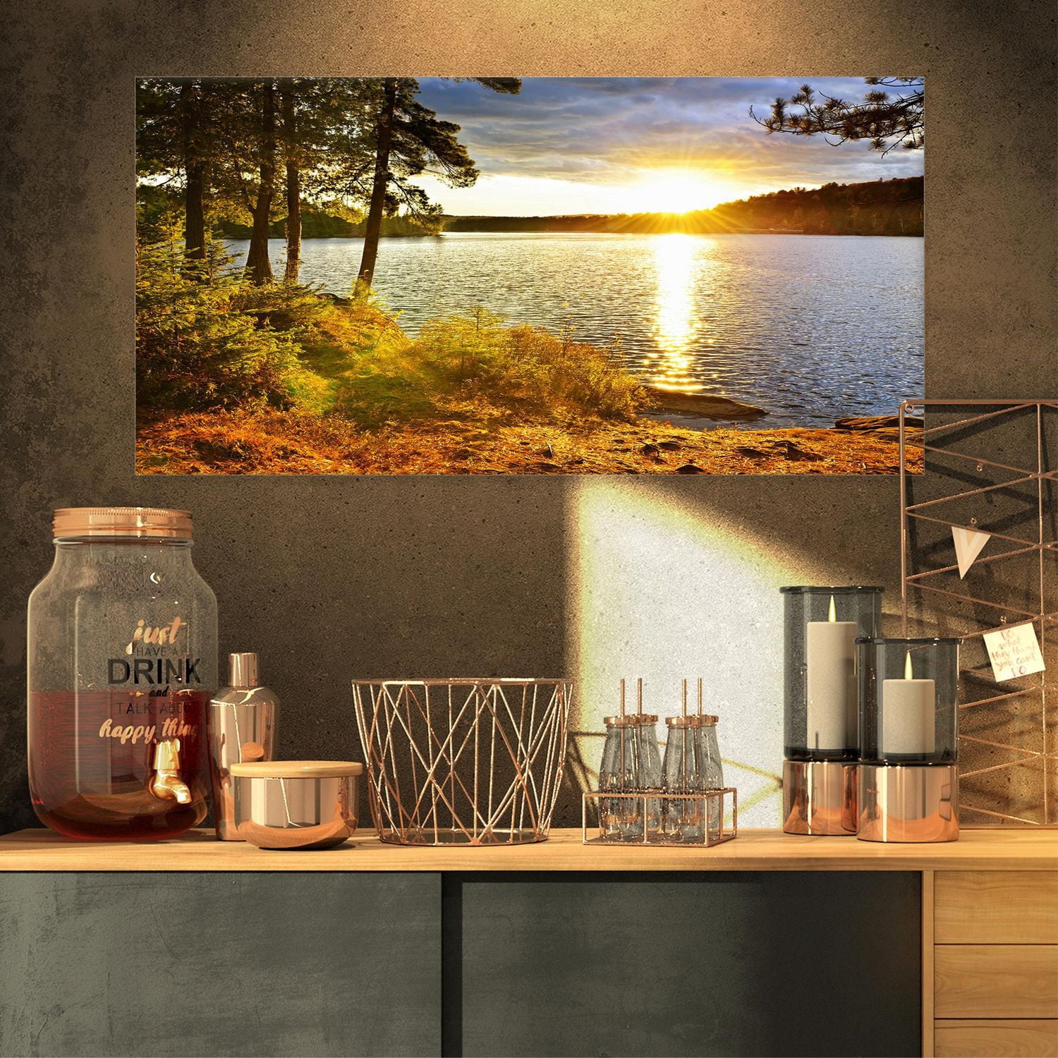 Designart Beautiful View of Sunset over Lake Canvas Wall Art
