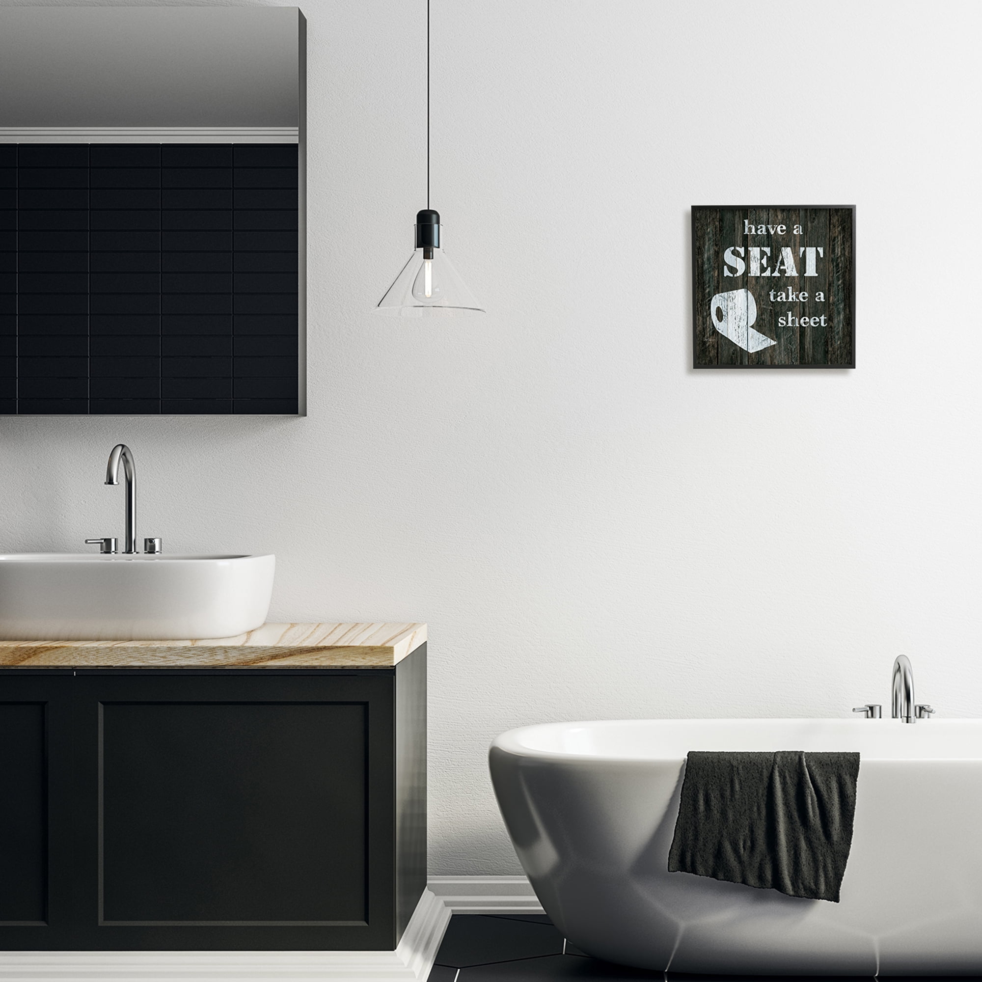 Stupell Industries Have a Seat Take A Sheet Rustic Bathroom, 12 x 12, Design by Carol Robinson
