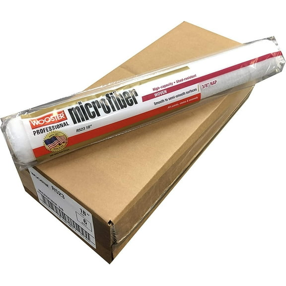Wooster Brush R523 18 inch Microfiber 3/8 inch Nap Paint Roller Cover - Pack of 6