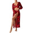 thumbnail image 4 of Ailaofu Women's Floral Bikini Sets with Mesh Cover Up, Top Swim Trunks 3 Piece, 4 of 5
