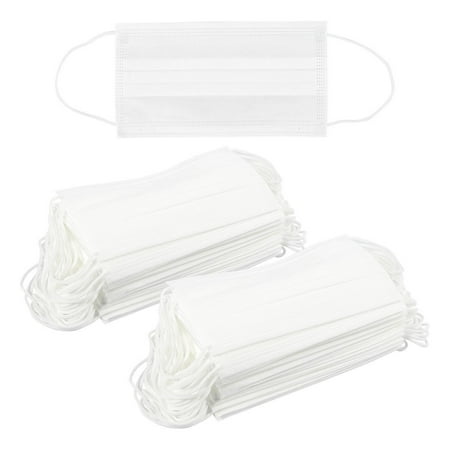 Pack of 100 Disposable Face Masks - Medical and Dental Masks - Great for People with Allergies and the Flu,