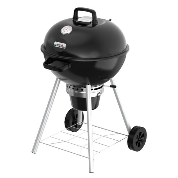 Nexgrill Premium 22.5" Charcoal Barbecue Grill with Adjustable Air Vent, Built-In Temperature Gauge, 362 SQ In Grate, Storage Rack, Portable Kettle Grill for Camping, and More - 810-0178 