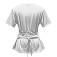 thumbnail image 4 of Diufon Cinched Waist Tops for Women Dressy Casual Dolman Sleeve Crewneck Shirts Summer Solid Color Basic Tees, 4 of 6