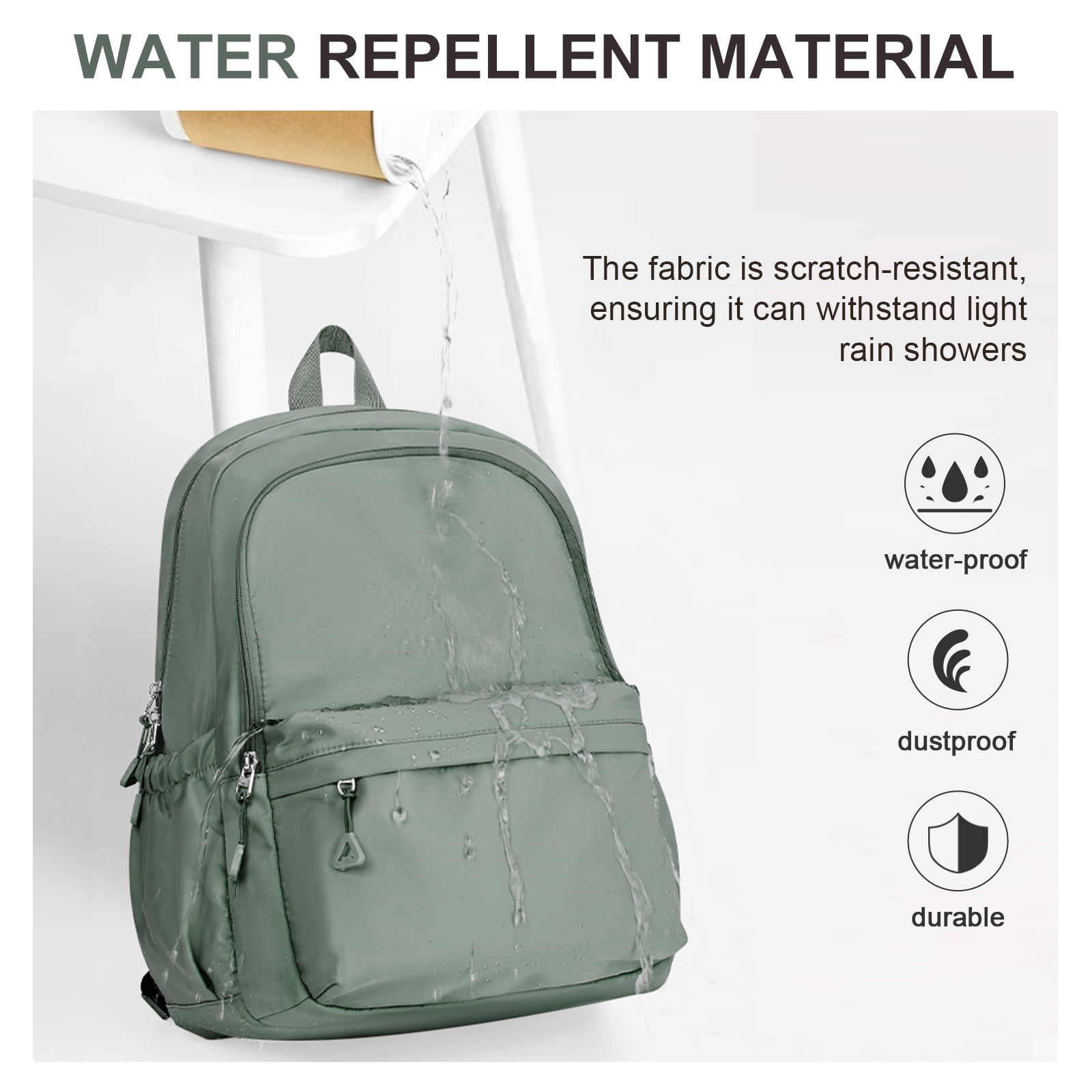 SYCNB Backpack for School Students, Waterproof Lightweight High School Bags Travel Daypack Book Bags Simple Cute College Backpack Rucksack for Women Men Bookbag Laptop Backpacks, Green