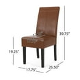 thumbnail image 3 of GDF Studio Percival Contemporary T-Stitch Dining Chairs, Set of 4, Cognac Brown Faux Leather and Espresso, 3 of 9