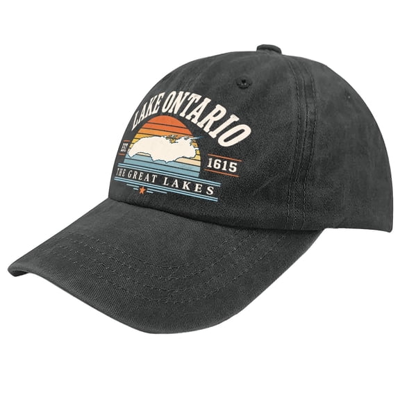 Unisex Retro Lake Ontario Baseball Cap, Vintage Graphic Trucker Hat with Adjustable Strap
