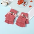 thumbnail image 2 of Women's Gloves Mittens Baby Children Small Crab Gloves Half Finger Flip Plush Knit Winter Warm Gloves,Women's Accessories Gloves Mittens, 2 of 3