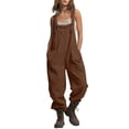 thumbnail image 2 of MLCDZ Women Dressy Jumpsuits Cotton Linen Square Neck Sleeveless Overalls Adjustable Strap Bib Overalls Baggy Summer Romper with Pockets, 2 of 7
