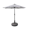 thumbnail image 2 of WestinTrends Cyrus 9 Ft Outdoor Patio Umbrella with Base Include, Solar Powered 32 LED Light Umbrella with Tilt and Crank, 20 inch Fillable Bronze Round Base, Gray/White Stripe, 2 of 5