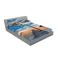 thumbnail image 2 of Ambesonne Pier Fitted Sheet & Pillow Sham Set, Rustic Jetty on Calm Water, Queen, Multicolor, 2 of 2