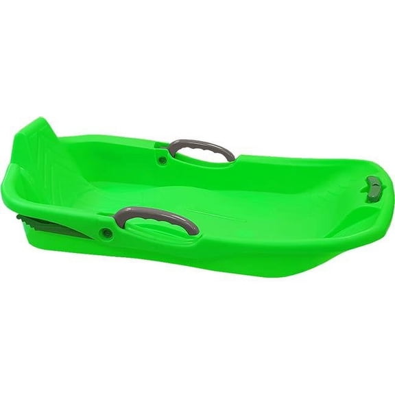 Belli BE80344 Green Snow Sled 2 Seater with Brake and Handle Cord For Kids and Adults - 8 x 17.9 x 35.7 in.