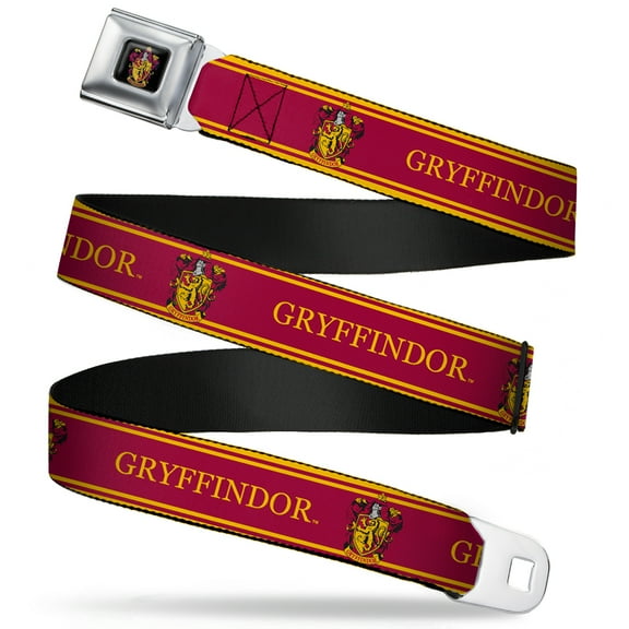 The Wizarding World of Harry Potter Belt, Seatbelt Buckle Belt, Gryffindor Crest Stripe Gold Red, 30 to 44 Inches