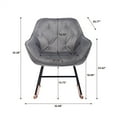 thumbnail image 5 of Velvet Rocking Chair, Modern Nursery Rocking Armchair with Metal Frame and Solid Wood Base, Comfy Upholstered Mid-Back Accent Glider Rocker Single Sofa Chair for Home Living Room Bedroom, Gray, 5 of 7