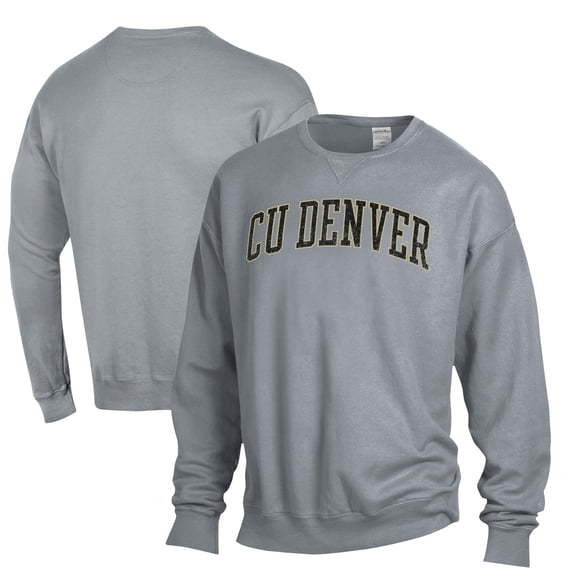 Men's ComfortWash Gray CU Denver Lynx Garment Dyed Fleece Crewneck Pullover Sweatshirt