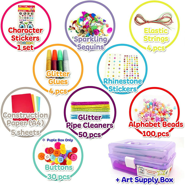 Pluokvzr Arts and Crafts Supplies for Kids Craft Art Supply Kit for  Toddlers Over 1000 Pcs DIY Art Craft Sets Supplies Included Pipe Cleaners  Pompoms Glue Clips Feather DIY Craft Supplies 