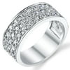 Sterling Silver Men's Wedding Band Engagement Ring Simulated Diamond With Cubic Zirconia CZ 9MM 3 Row Size 7
