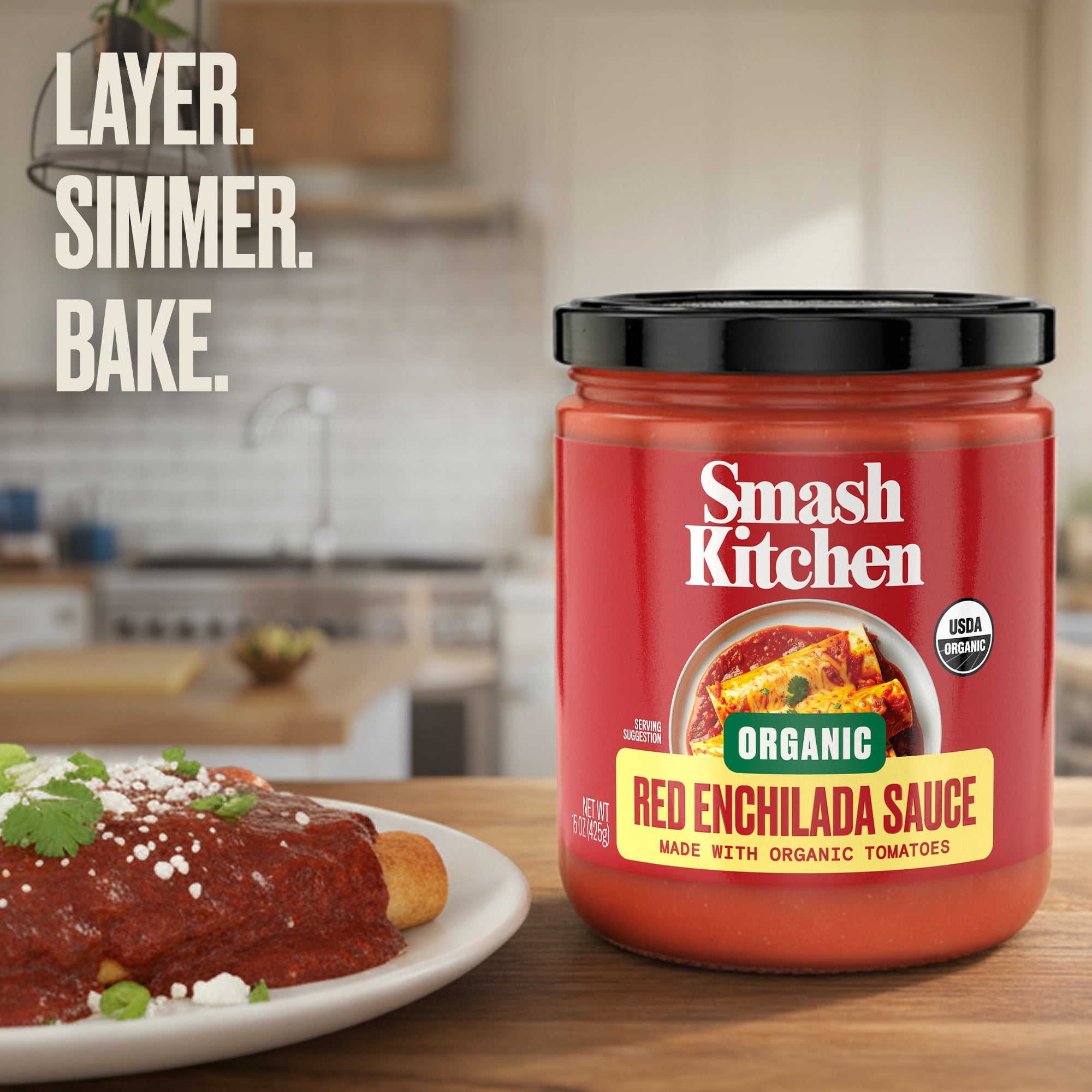 (2 pack) Smash Kitchen Organic Red Enchilada Sauce, 15 oz