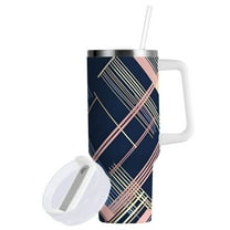 Yayeee 40oz Double-Wall Insulated Stainless Steel Tumbler with Handle Bottle, Black Stripes