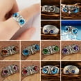 thumbnail image 4 of GKNET Retro Owl Ring Open Adjustable Finger Ring Charm Women Men Party Couple Jewelry-#7 Owl:Green, 4 of 9